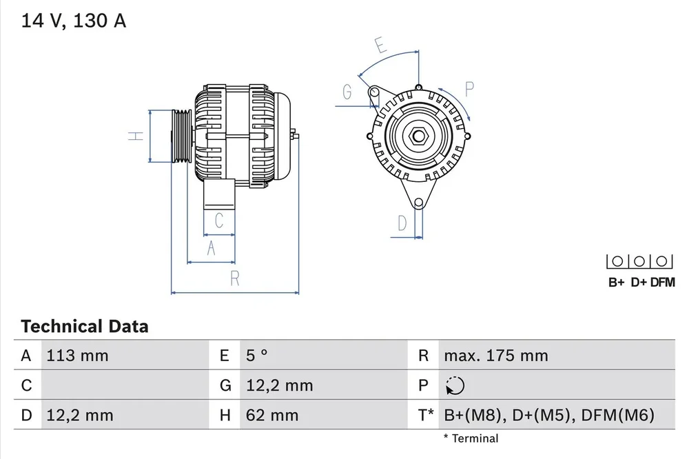 BO 0986048801 Alternátor BOSCH-výměnný díl