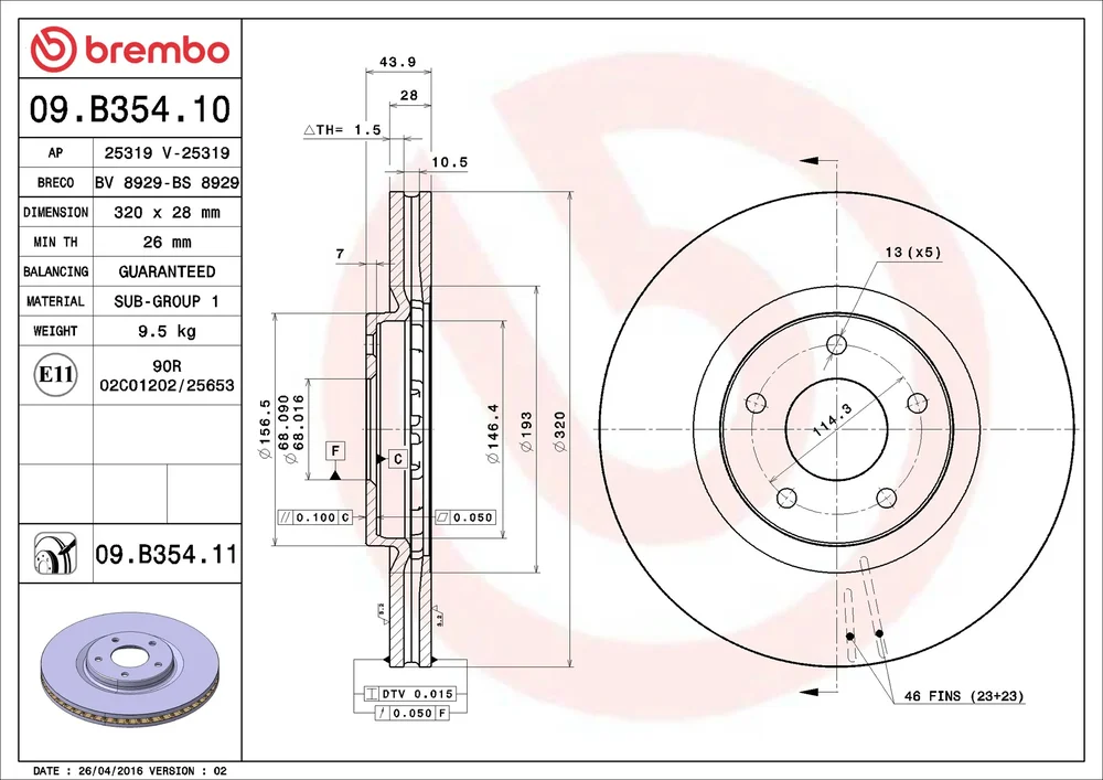 Brzdový kotouč BREMBO 09.B354.11