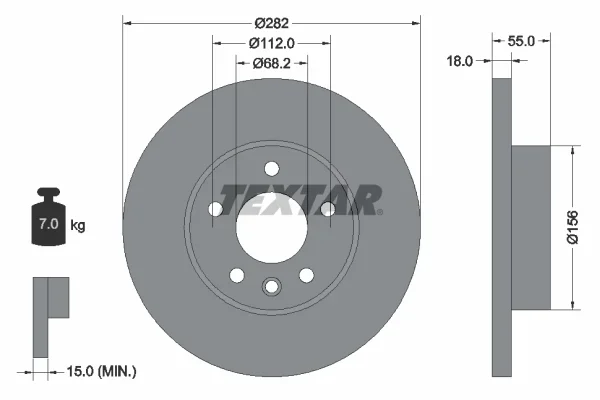 Brzdový kotouč TEXTAR 92083703 – OE 701615301G