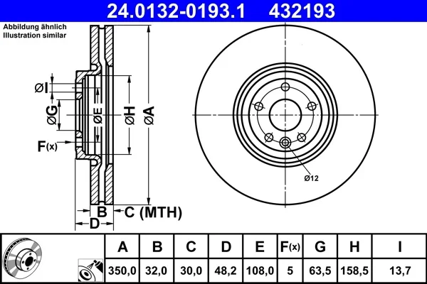 Brzdový kotouč ATE 24.0132-0193.1 – OE T4N1803