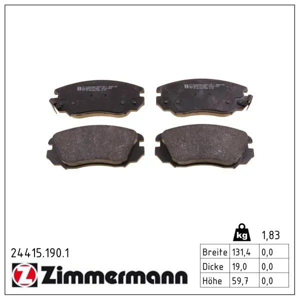 Sada brzdových destiček, kotoučová brzda ZIMMERMANN 24415.190.1