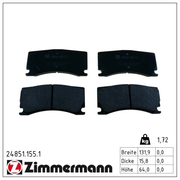 Sada brzdových destiček, kotoučová brzda ZIMMERMANN 24851.155.1