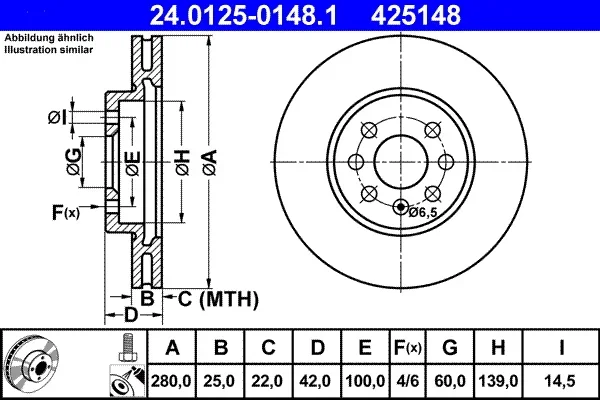 Brzdový kotouč ATE 24.0125-0148.1