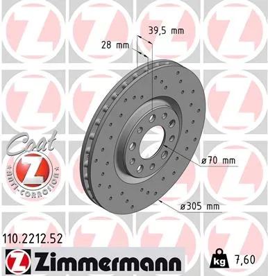 Brzdový kotouč ZIMMERMANN 110.2212.52