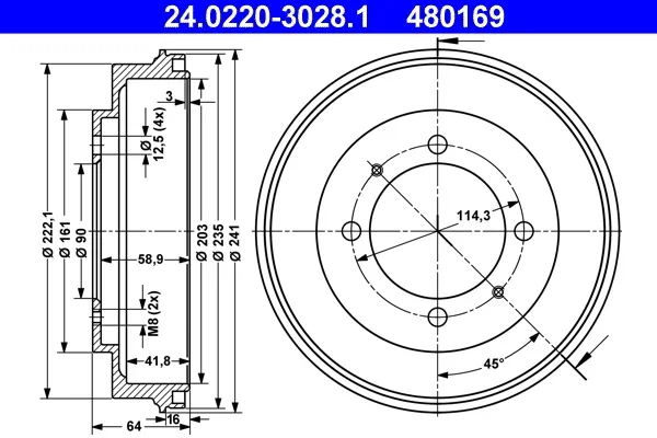 Brzdový buben ATE 24.0220-3028.1 – OE MR205575