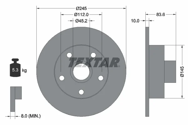 Brzdový kotouč TEXTAR 92072103 – OE 8D0615601B