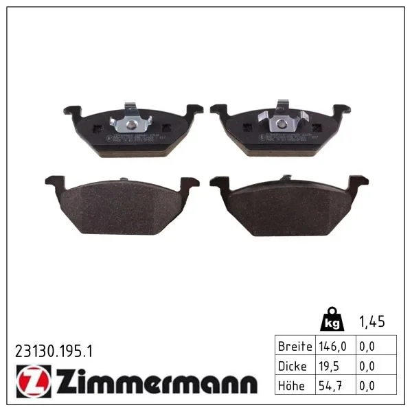 Sada brzdových destiček, kotoučová brzda ZIMMERMANN 23130.195.1
