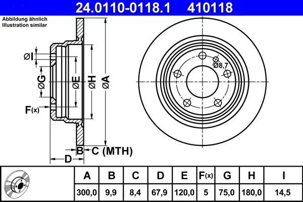 Brzdový kotouč ATE 24.0110-0118.1