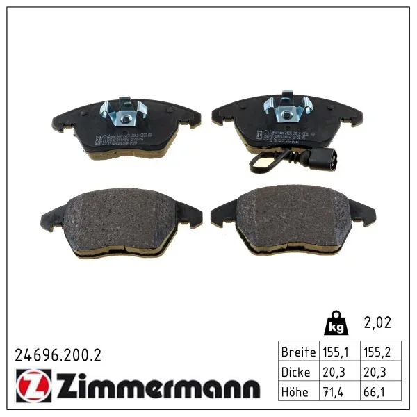 Sada brzdových destiček, kotoučová brzda ZIMMERMANN 24696.200.2