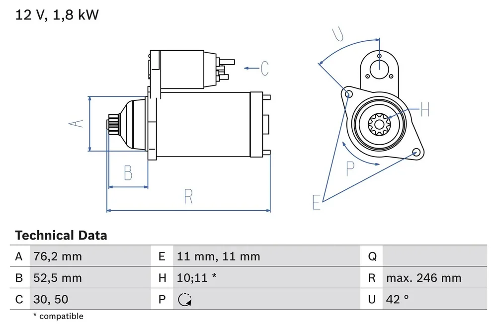 BO 0986016980 Startér BOSCH-výměnný díl
