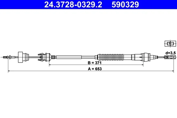 Tazne lanko, ovladani spojky ATE 24.3728-0329.2 Tazne lanko, ovladani spojky ATE 24.3728-0329.2