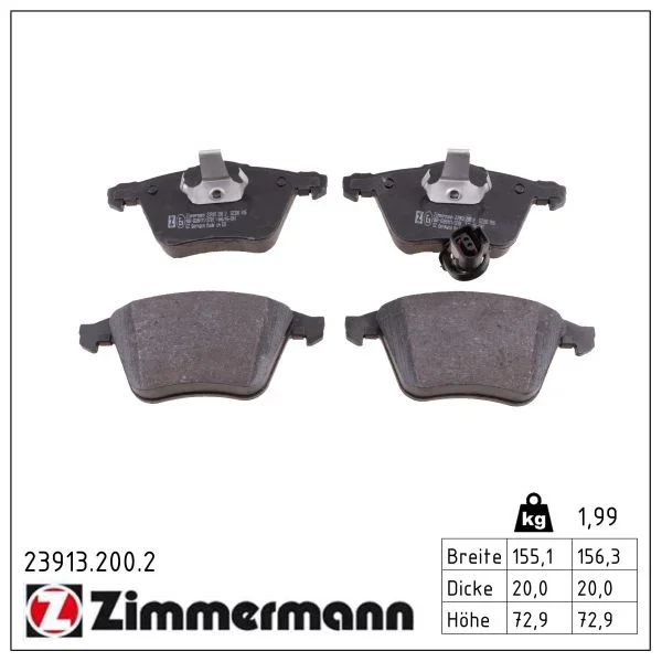 Sada brzdových destiček, kotoučová brzda ZIMMERMANN 23913.200.2