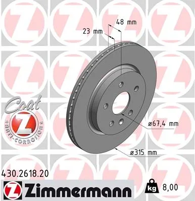 Brzdový kotouč ZIMMERMANN 430.2618.20