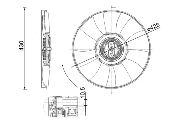 Větrák, chlazení motoru MAHLE CFF529000P – OE 04L121301A