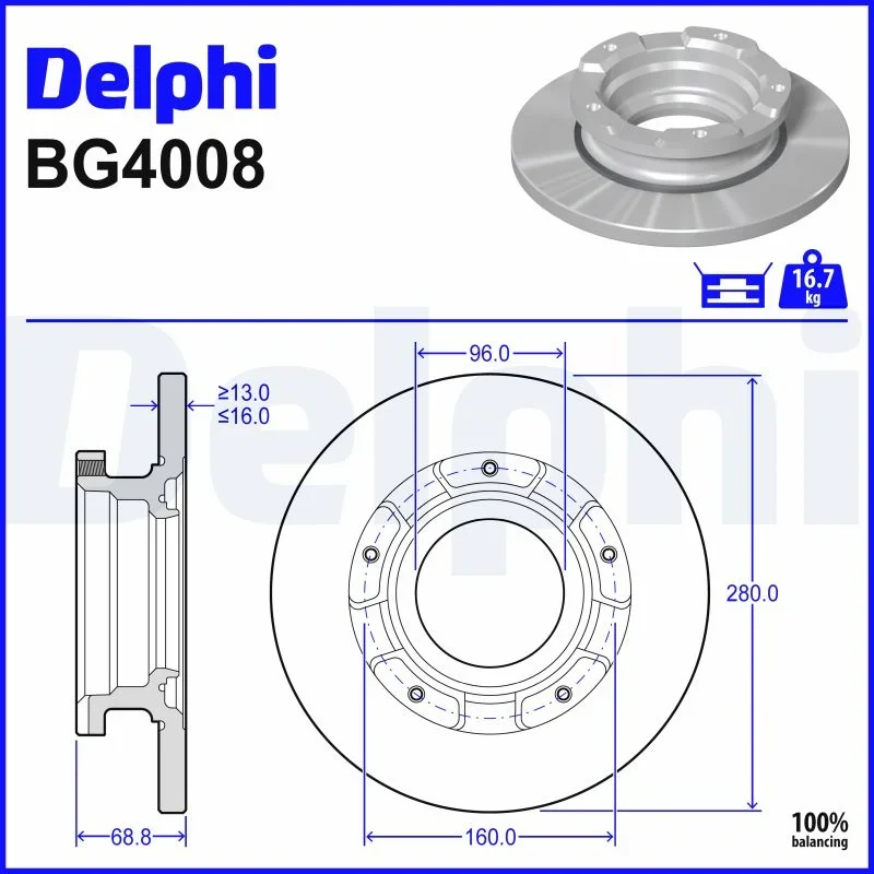 Brzdový kotouč DELPHI BG4008