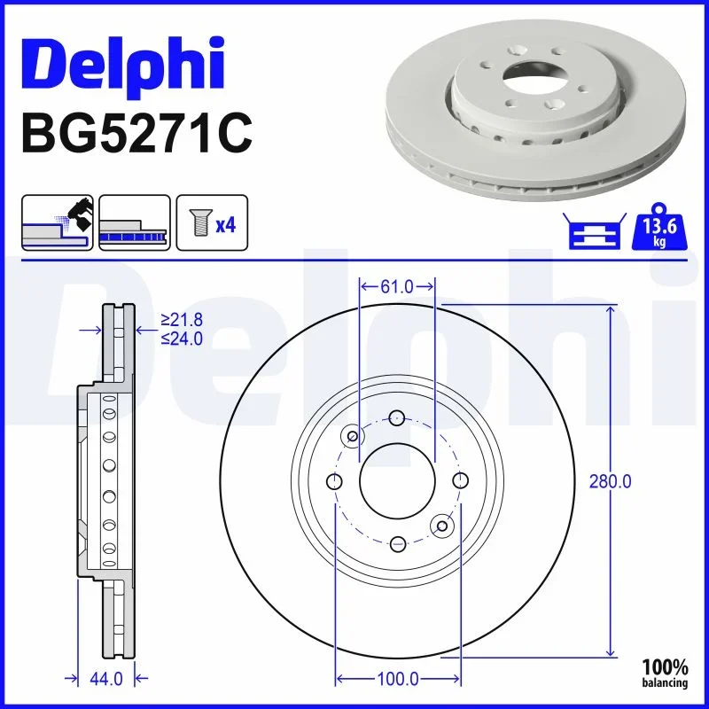 Brzdový kotouč DELPHI BG5271C – OE 402065616R