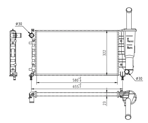 CHLADIČ PUNTO II 1.2 16V 03- HART 605903 – OE 51724183