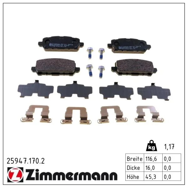 Sada brzdových destiček, kotoučová brzda ZIMMERMANN 25947.170.2