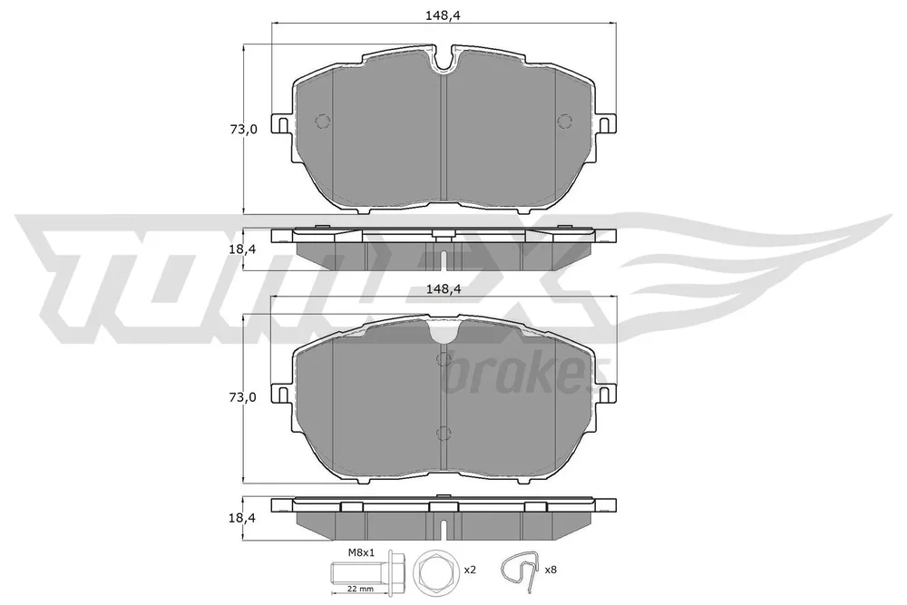 Sada brzdových destiček, kotoučová brzda Tomex Brakes TX18-65