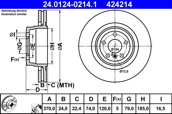 Brzdový kotouč ATE 24.0124-0214.1 – OE 34216765891