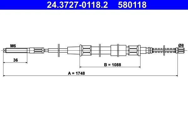 Tazne lanko, parkovaci brzda ATE 24.3727-0118.2 – OE 191609721