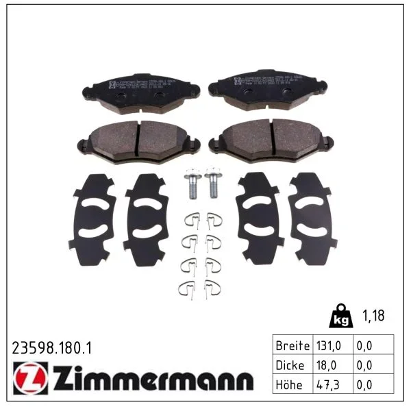 Sada brzdových destiček, kotoučová brzda ZIMMERMANN 23598.180.1