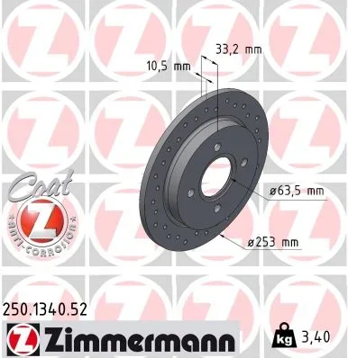 Brzdový kotouč ZIMMERMANN 250.1340.52