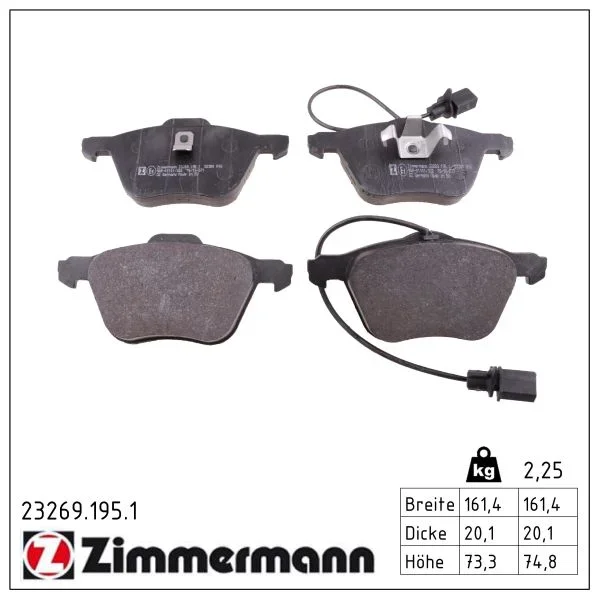 Sada brzdových destiček, kotoučová brzda ZIMMERMANN 23269.195.1
