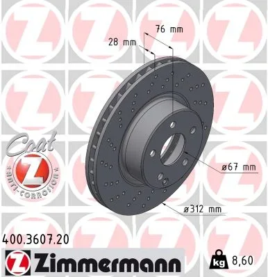 Brzdový kotouč ZIMMERMANN 400.3607.20