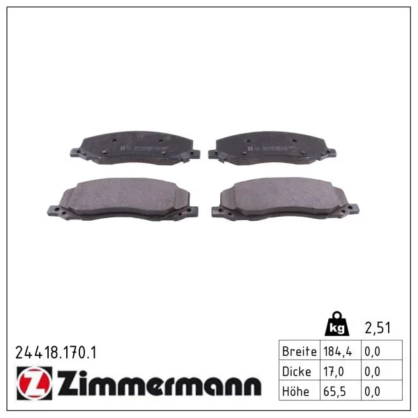 Sada brzdových destiček, kotoučová brzda ZIMMERMANN 24418.170.1