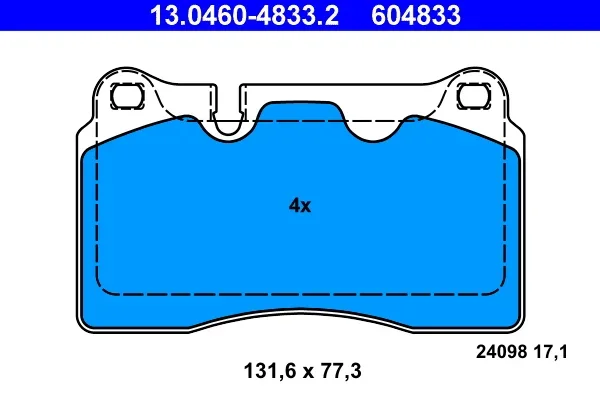 Sada brzdových destiček, kotoučová brzda ATE 13.0460-4833.2