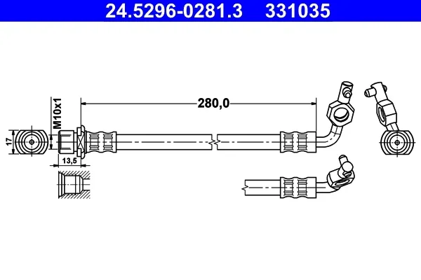 Brzdová hadice ATE 24.5296-0281.3 – OE 90947-02D02 Brzdová hadice ATE 24.5296-0281.3 – OE 90947-02D02