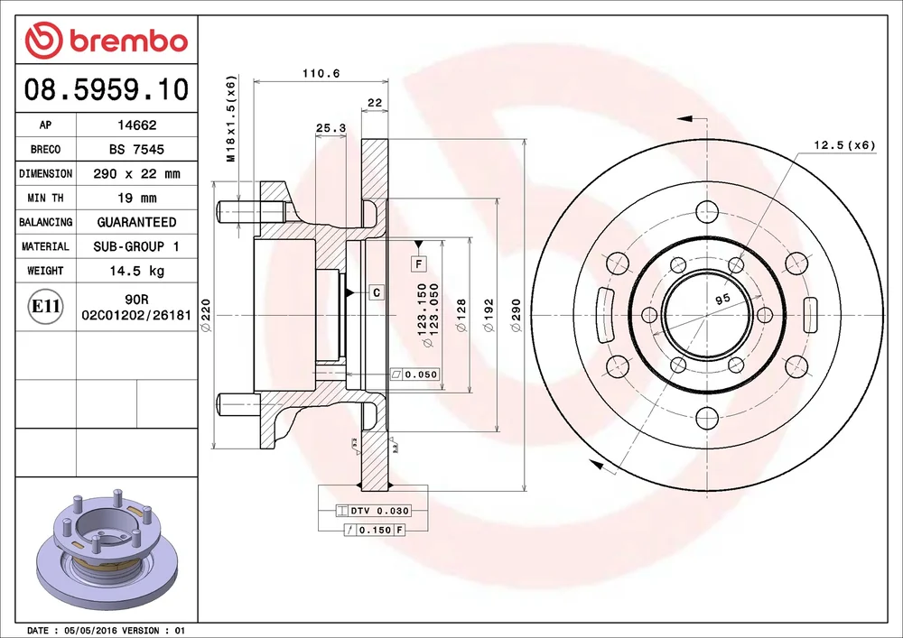 Brzdový kotouč BREMBO 08.5959.10