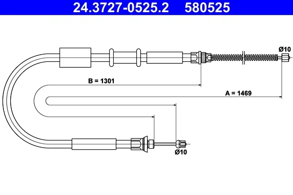 Tazne lanko, parkovaci brzda ATE 24.3727-0525.2 – OE 7747331