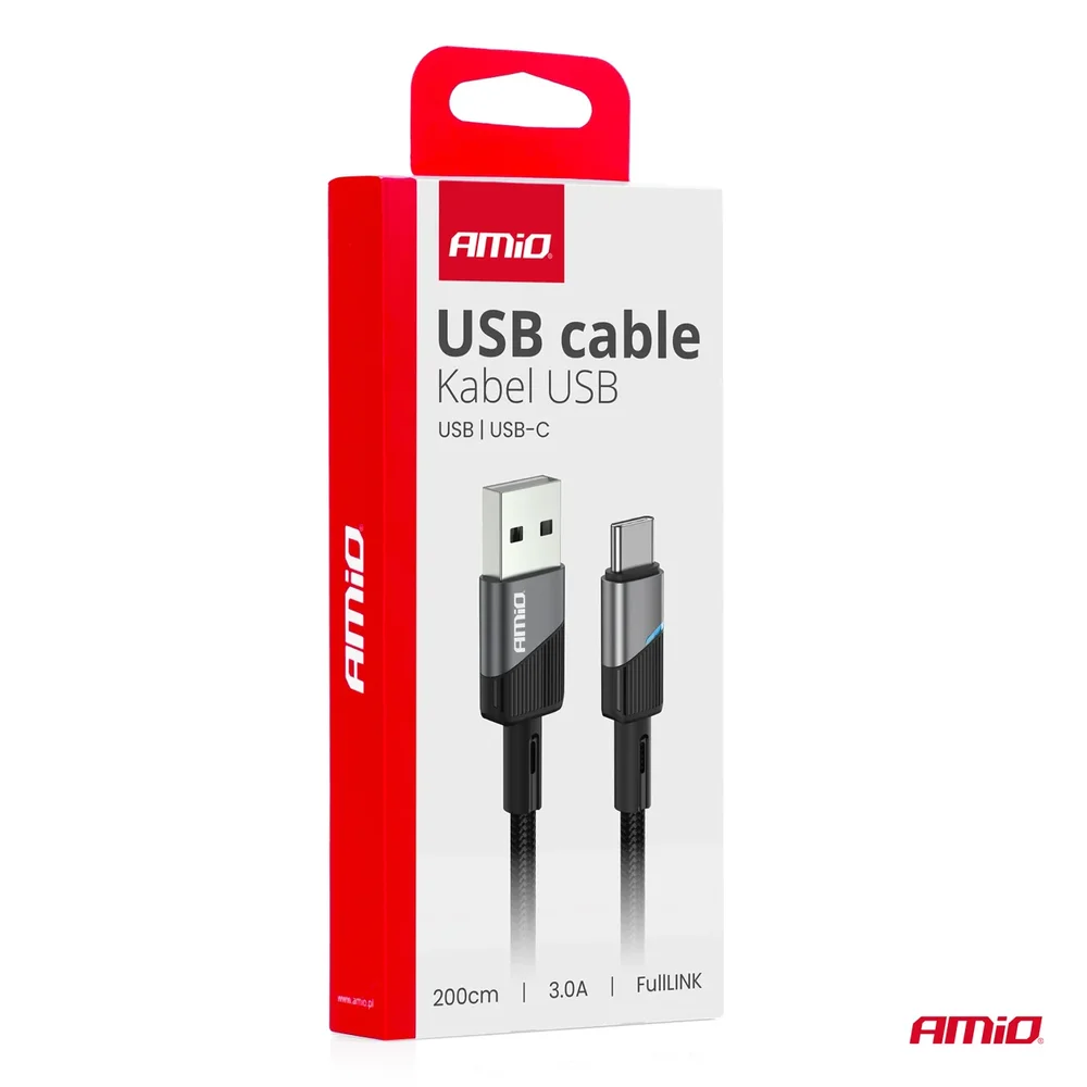 Kabel USB na USB-C 3A 200cm FullLINK AMIO-03924 - Obrázek 3