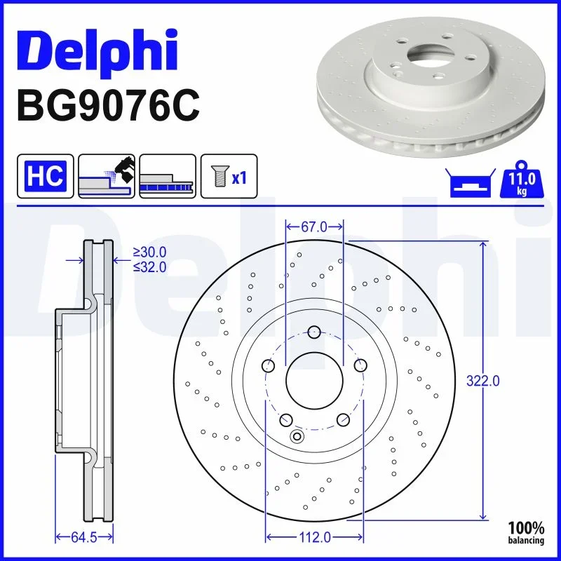Brzdový kotouč DELPHI BG9076C