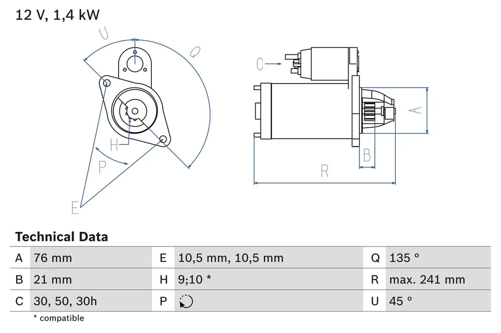 BO 0986014840 Startér BOSCH-výměnný díl