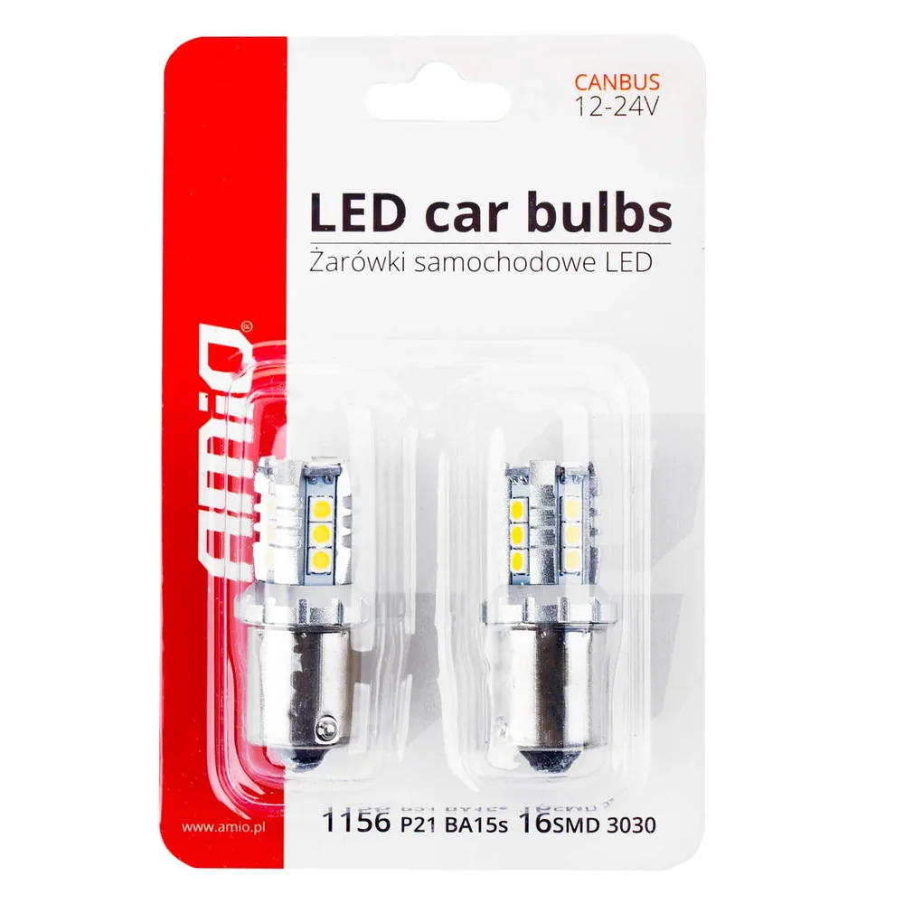 ZAROWKI LED CANBUS 3030 16SMD 1156 BA15S AMIO 02796 - Obrázek 3
