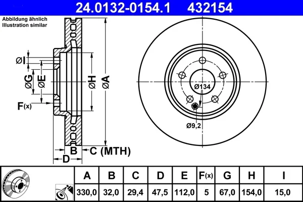 Brzdový kotouč ATE 24.0132-0154.1