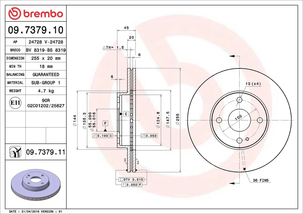 Brzdový kotouč BREMBO 09.7379.11