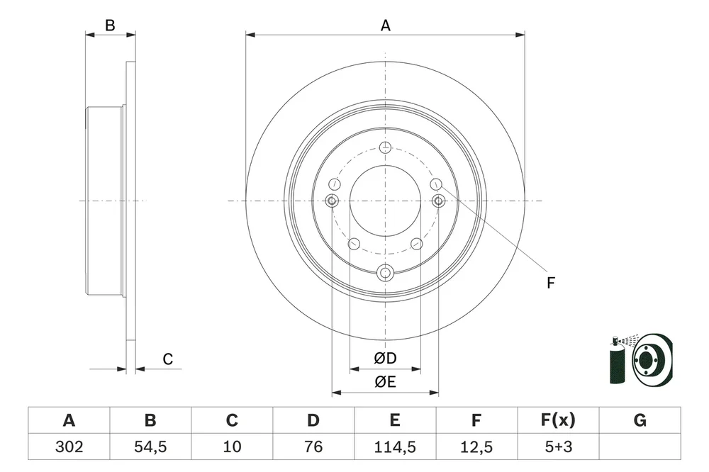 Brzdový kotouč BOSCH 0986479E45 – OE 58411D7000