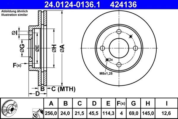 Brzdový kotouč ATE 24.0124-0136.1