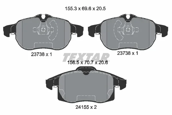 Sada brzdových destiček, kotoučová brzda TEXTAR 2415501