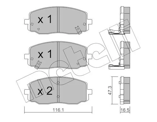 Sada brzdových destiček, kotoučová brzda METELLI 22-0629-0