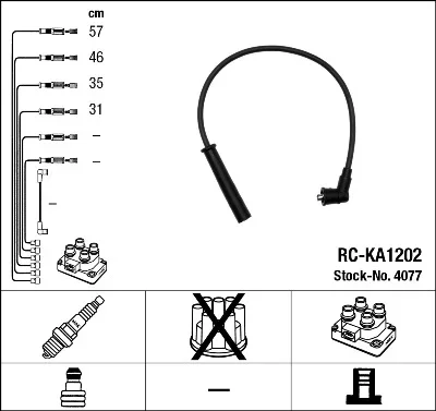 Sada kabelů pro zapalování NGK 4077 – OE 7775810