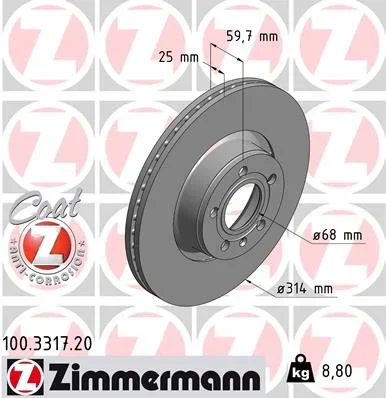 Brzdový kotouč ZIMMERMANN 100.3317.20