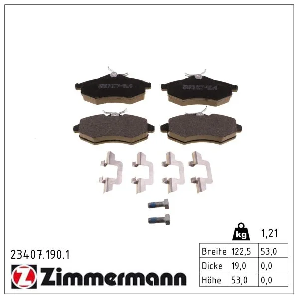 Sada brzdových destiček, kotoučová brzda ZIMMERMANN 23407.190.1