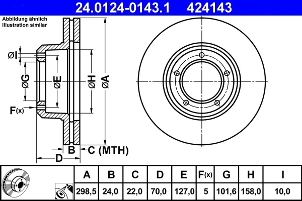 Brzdový kotouč ATE 24.0124-0143.1 – OE FTC902