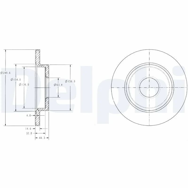 Brzdový kotouč DELPHI BG3673 – OE 8E0615601B