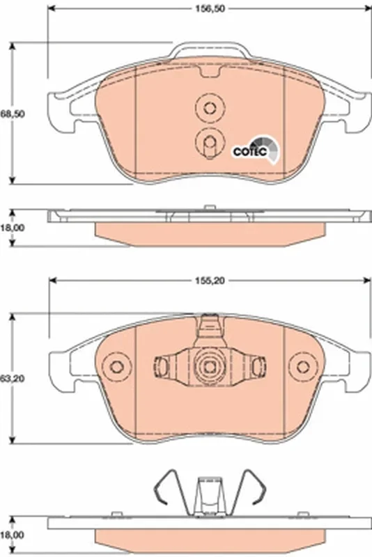 Sada brzdových destiček, kotoučová brzda TRW GDB1808